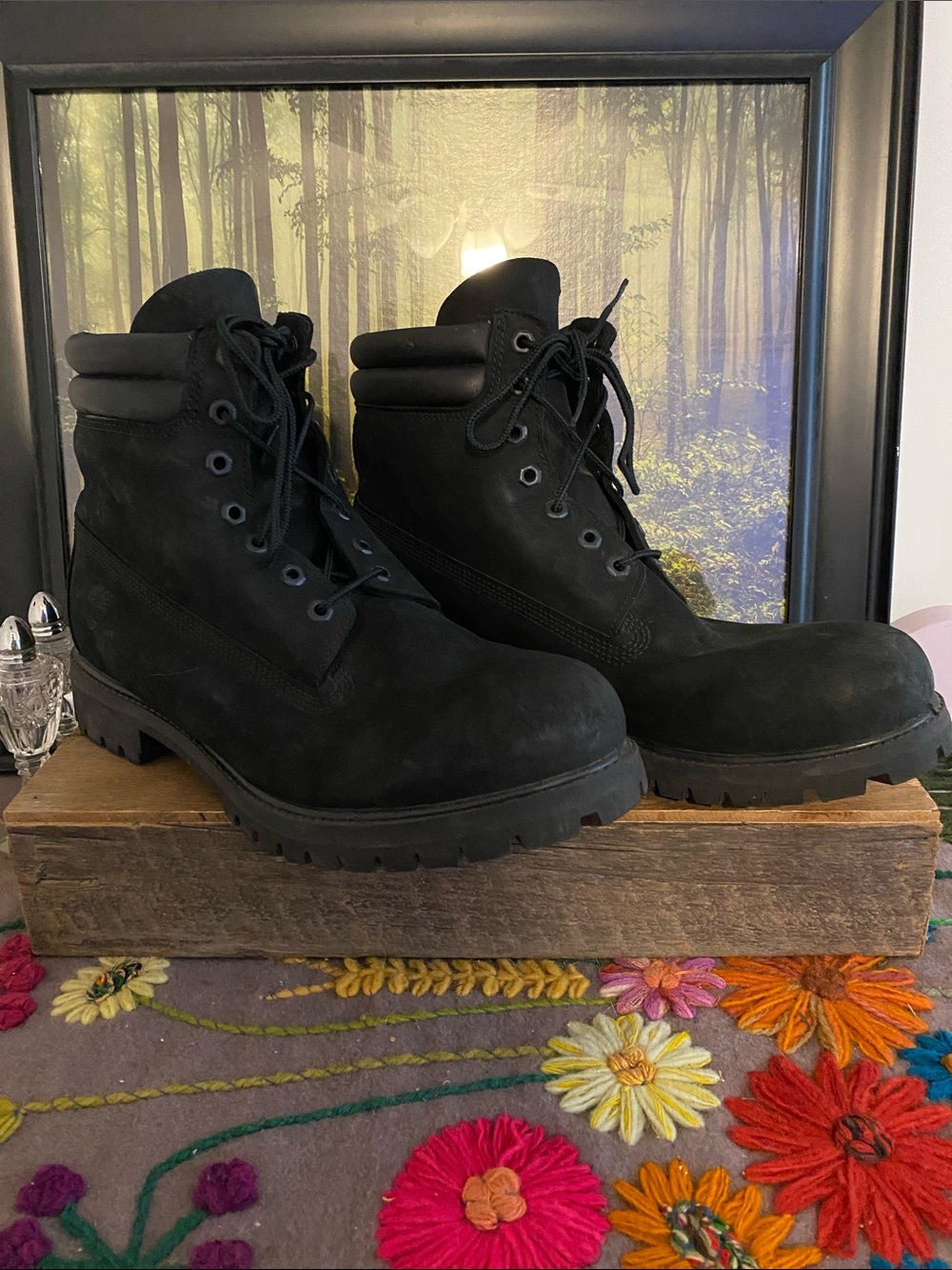 Timberland Black Nubuck Lace-Up Work Boots, normal wear